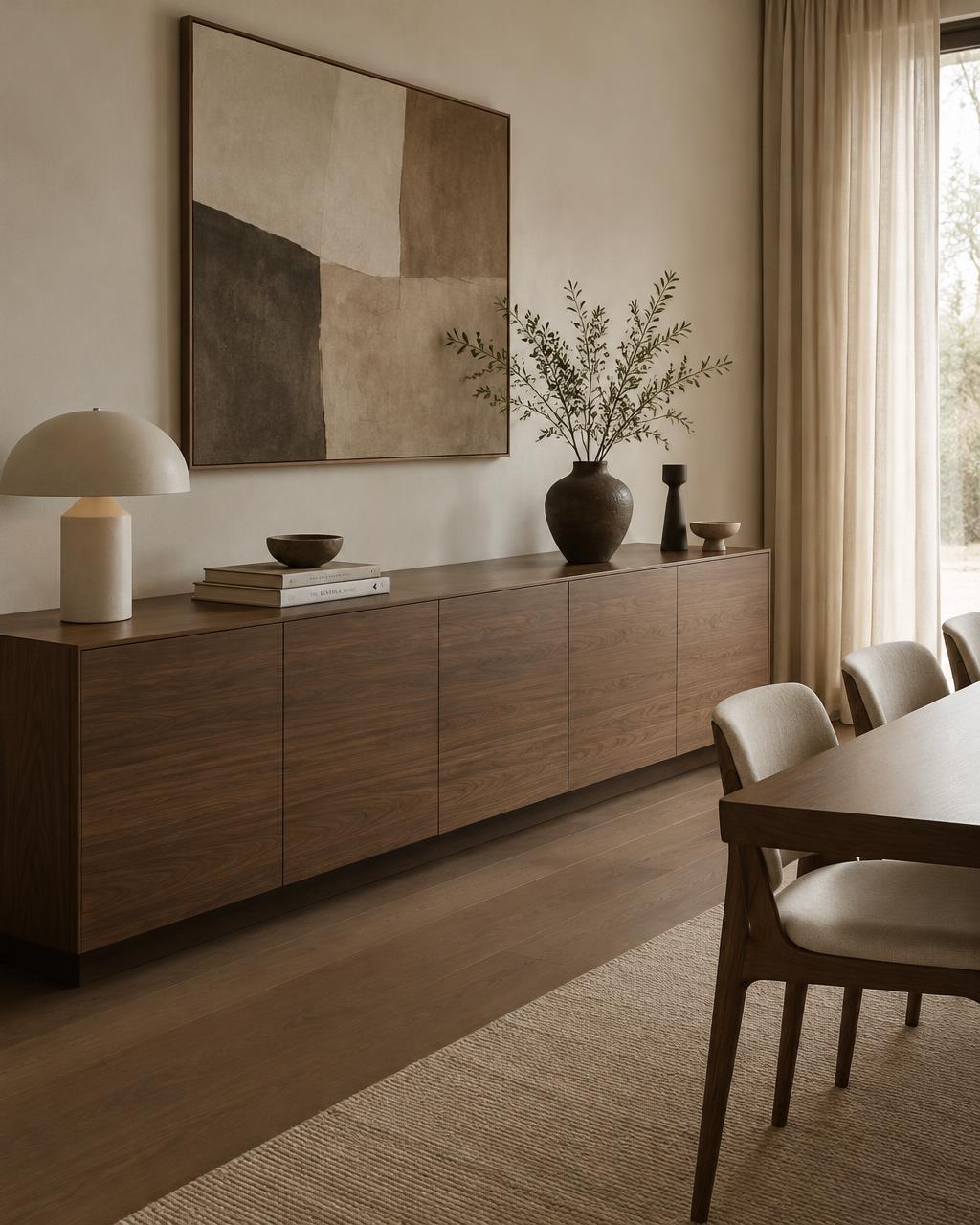 The Credenza Sideboard in a serene architectural interior