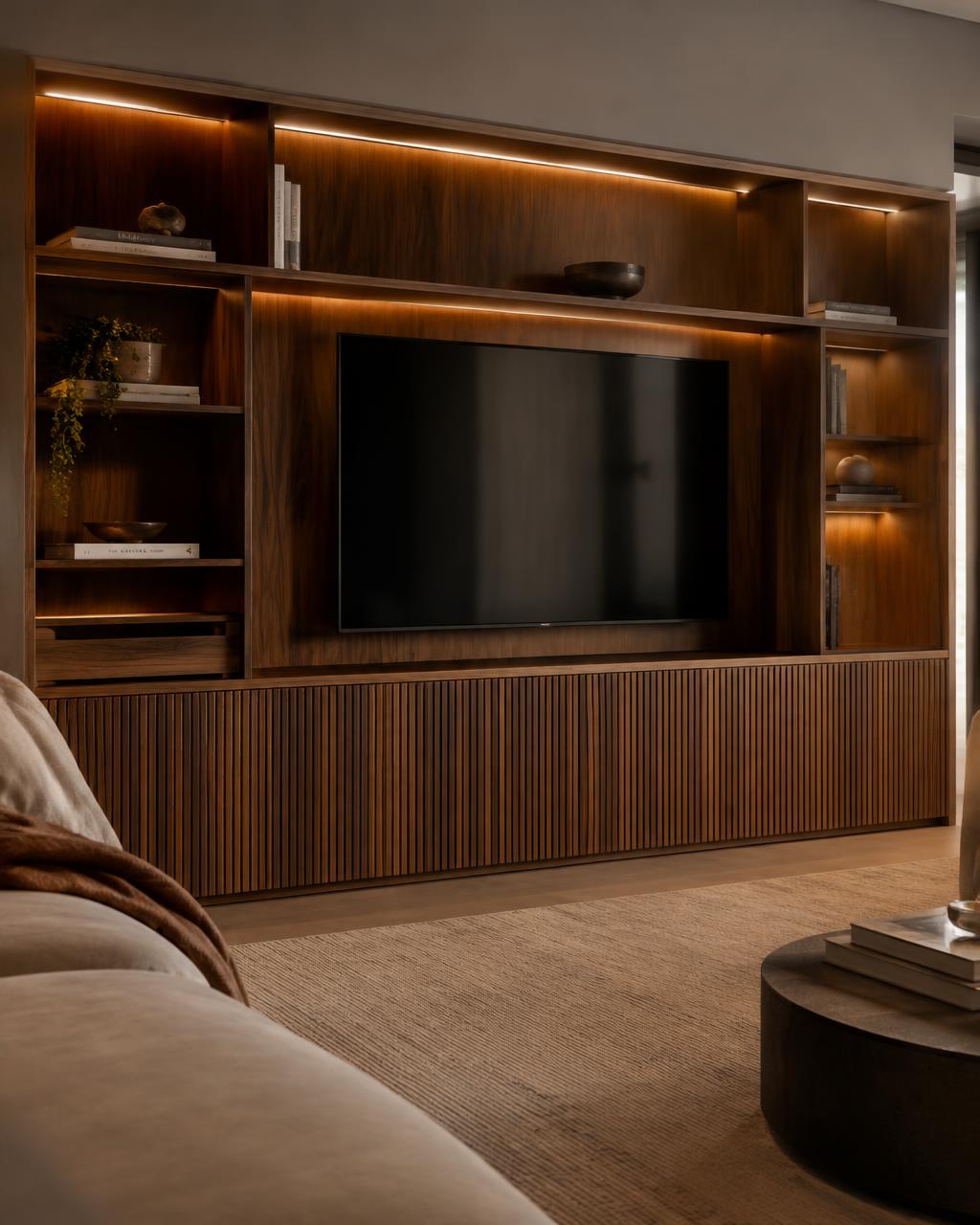 The Ondula Media Wall in a serene architectural interior