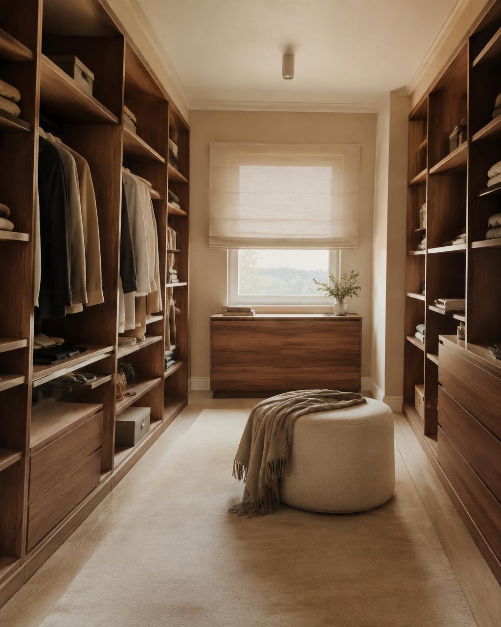 The Vesta Walk-in Wardrobe in a serene architectural interior
